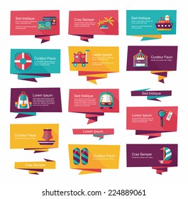 Travel flat banner background set, eps10