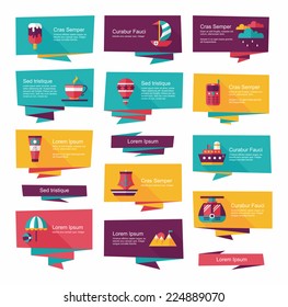 Travel flat banner background set, eps10