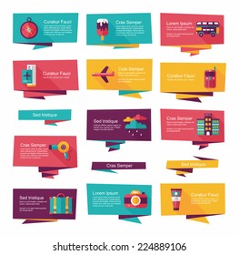 Travel flat banner background set, eps10