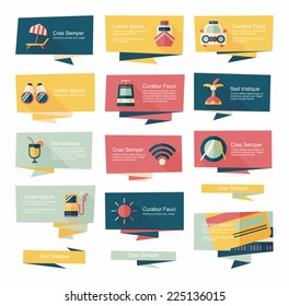 Travel flat banner background set, eps10
