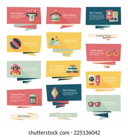 Travel flat banner background set, eps10