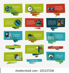 Travel flat banner background set, eps10
