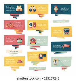 Travel flat banner background set, eps10