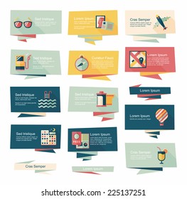 Travel flat banner background set, eps10