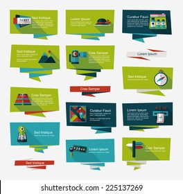 Travel flat banner background set, eps10