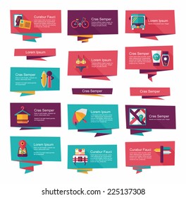 Travel flat banner background set, eps10