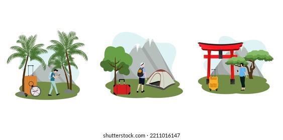 Travel Flat Bundle Design Illustration