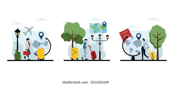 Travel Flat Bundle Design Illustration
