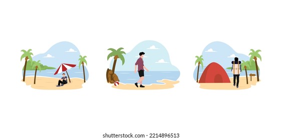 Travel Flat Bundle Design Illustration