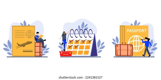 Ilustración de diseño de paquete plano de viajes