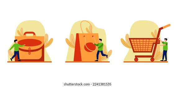 Ilustración de diseño de paquete plano de viajes