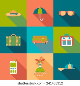 Travel flat colour Icons with shadow