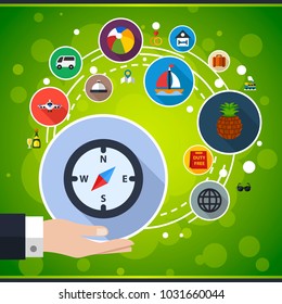 Travel flat icon concept. Vector illustration. Element template for design.