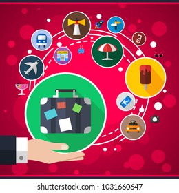 Travel flat icon concept. Vector illustration. Element template for design.