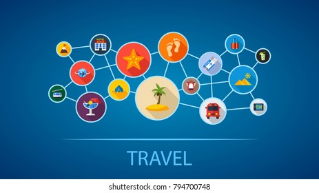 Travel flat icon concept. Vector illustration. Element template for design.