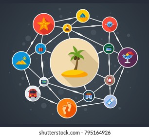 Travel flat icon concept. Vector illustration. Element template for design.