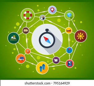Travel flat icon concept. Vector illustration. Element template for design.