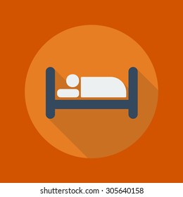 Travel Flat Icon With Long Shadow. Hotel