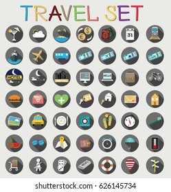 Travel flat icon set