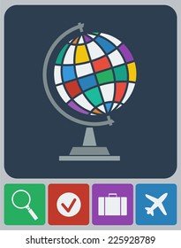 Travel. Flat icon set. Vector illustration. 