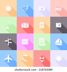 Travel flat icons with long shadow