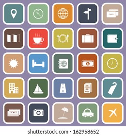 Travel flat icons on violet background, stock vector
