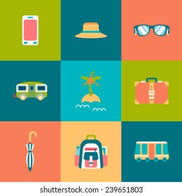 Travel flat Icons set
