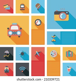 travel flat icons vector ui with long shadow