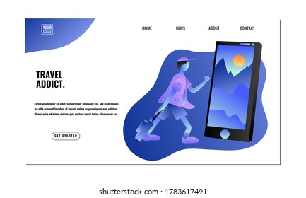 Travel flat illustration.
Concept of landing page.Vector design template isolated.