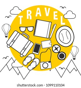 Travel Flat Simple Illustration Icon Set