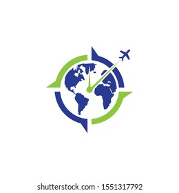 Travel Flight Logo World Globe vector
