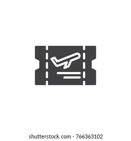 Travel flight ticket icon vector, filled flat sign, solid pictogram isolated on white. Airline boarding pass ticket symbol, logo illustration.