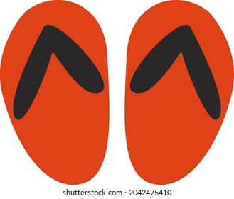 Travel flip flops, illustration, vector, on a white background.