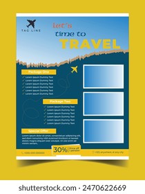 
travel flyer blue yellow background