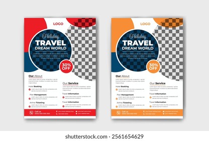 Travel flyer brochure continent with holiday 