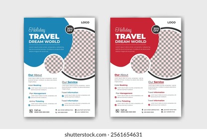 Travel flyer brochure continent with holiday 