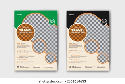 Travel flyer brochure continent with holiday 