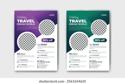 Travel flyer brochure continent with holiday 