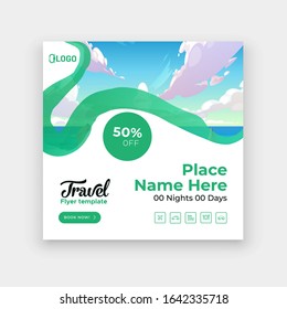 Travel Flyer brochure design template, layout space for photo background.