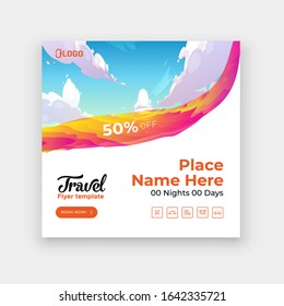 Travel Flyer brochure design template, layout space for photo background.