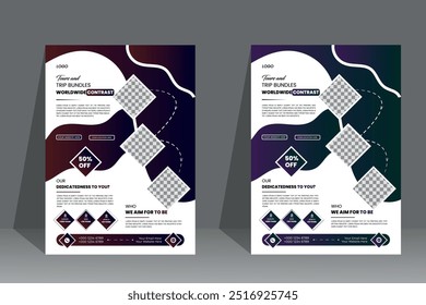 Travel flyer design bundle template for a4 print ready for punting