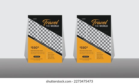 Travel flyer design busines card roll up banner social media post face book cover.