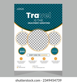 Travel flyer design. Professional, clean and modern travel flyer design template. Just drop in your own pictures and texts, and it’s ready for print. This template can serve multiple purposes.