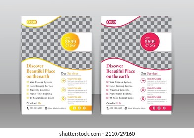 Travel Flyer Design Template, Travel Agency Flyer Design, flyer template design for Traveling Business Agency.