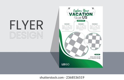 Plantilla de diseño de volante de viajes, folleto de agencia de viajes de diseño creativo