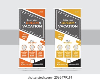 Travel flyer design template, poster brochure design layout, 2 colourful Travel flyer template for travel agency.

