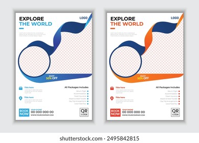 travel flyer design template, flyer design template print of a4 size