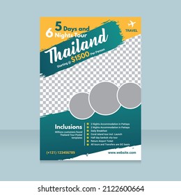 Travel Flyer Design Template, Thailand Tour Package Flyer, Travel Hotel Package