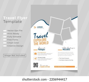 Travel Flyer Design Template, Tour Flyer, Tourism Color A4 Print Ready Flyer