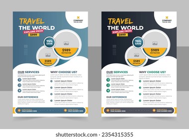 travel flyer design template, tour flyer, Modern Travel Flyer Template Design for travel agency, Modern travel flyer or poster design template bundle. Editable tour poster template